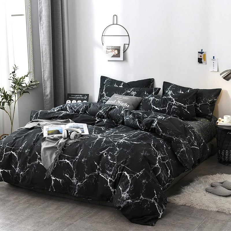CLOTHKNOW Black Marble King Size Comforter Set Black White Bedding Comforter Sets All Season Black Comforter Abstract Comforter with 2 x Pillow Cases - Image 5